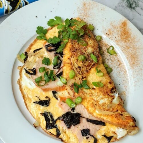Aziatisch omelet met gerookte zalm